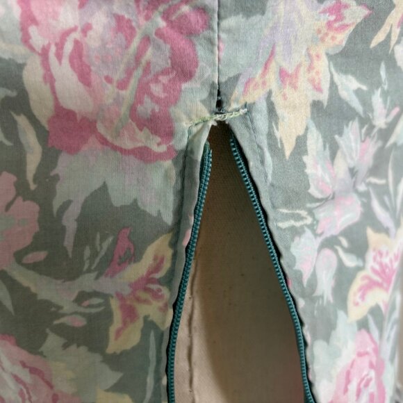 Vintage sage and pink floral Laura Ashley ss dress with piped bodice, US 10 - Picture 9 of 15